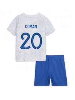 Frankrike Kingsley Coman #20 Replika Borta Kläder Barn VM 2022 Kortärmad (+ byxor)